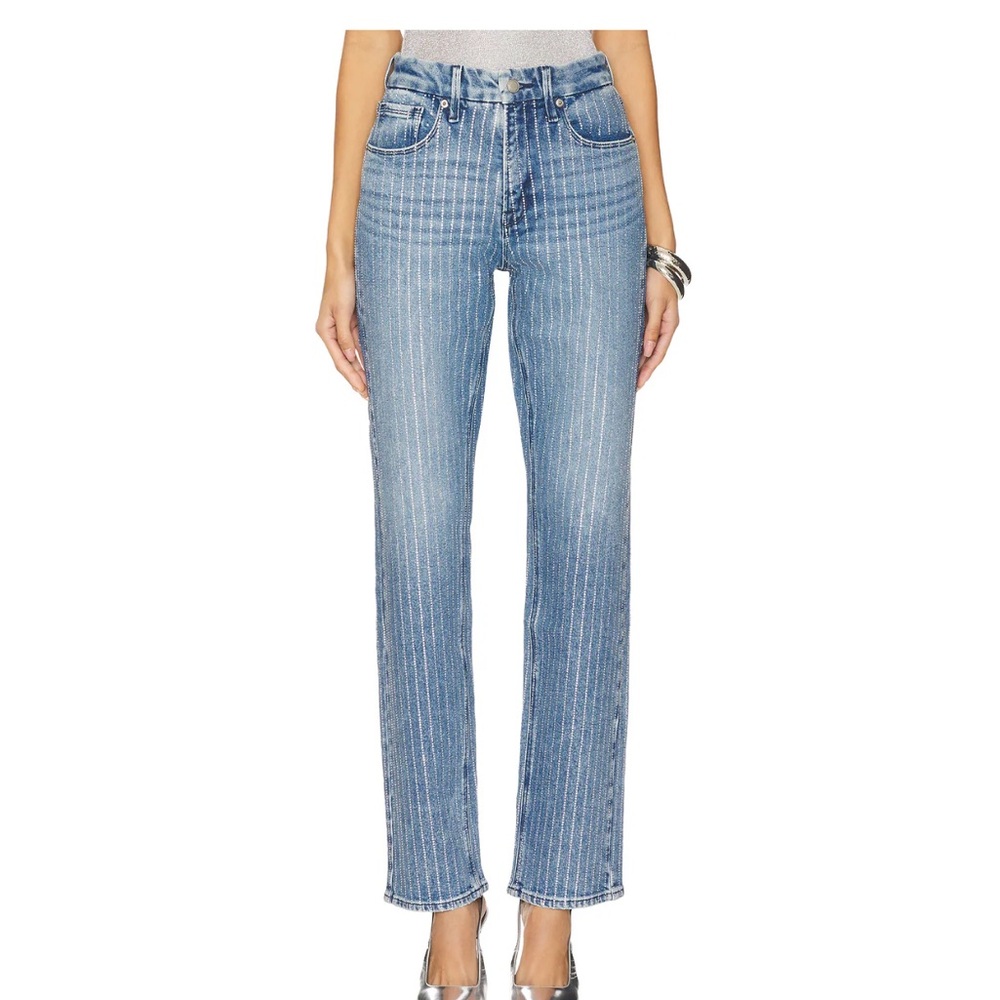 Good American Rhinestone Straight Leg Jeans